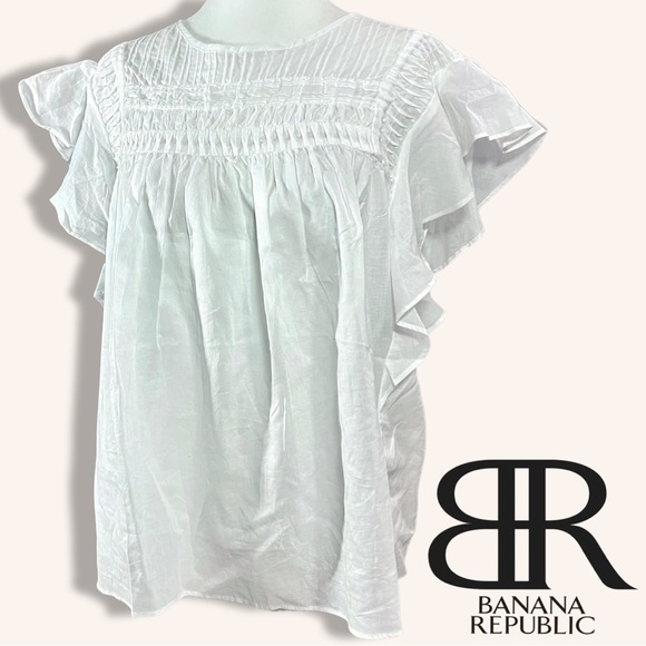 *NWT* BANANA REPUBLIC Pintuck Ruffle Sleeve Top - Picture 6 of 11